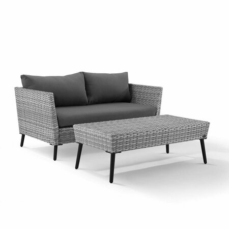 CLAUSTRO Richland Loveseat & Coffee Table - Grey, 25.5 x 58.75 x 34 in. CL3045579